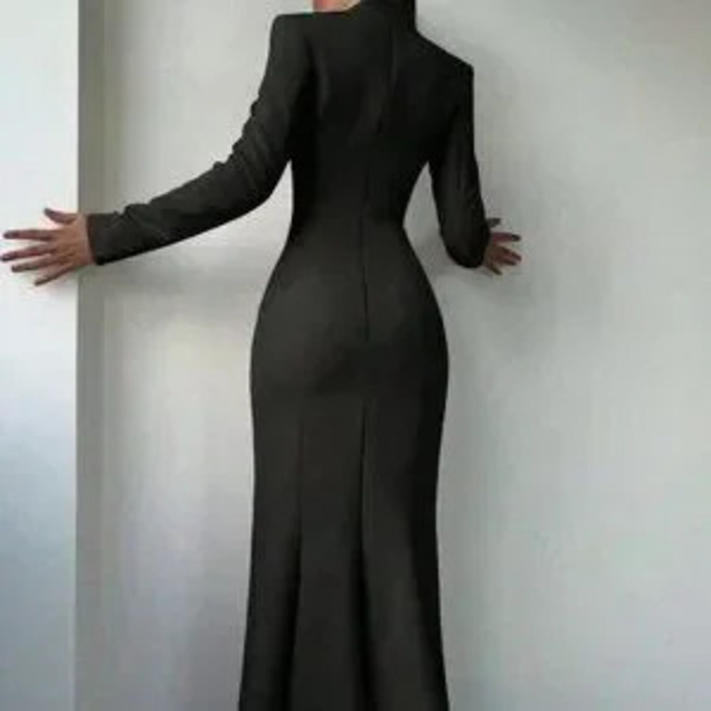 ZARA Black Elegant Women's Long Sleeve Formal Dress
